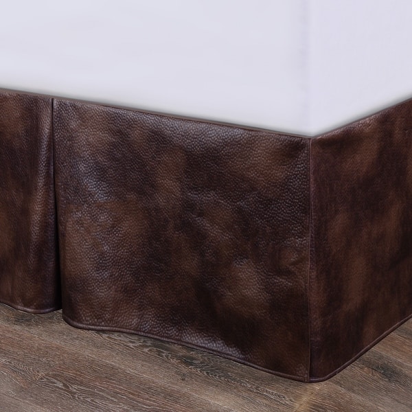slide 2 of 5, Paseo Road by HiEnd Accents Brown Faux Leather Bed Skirt Full