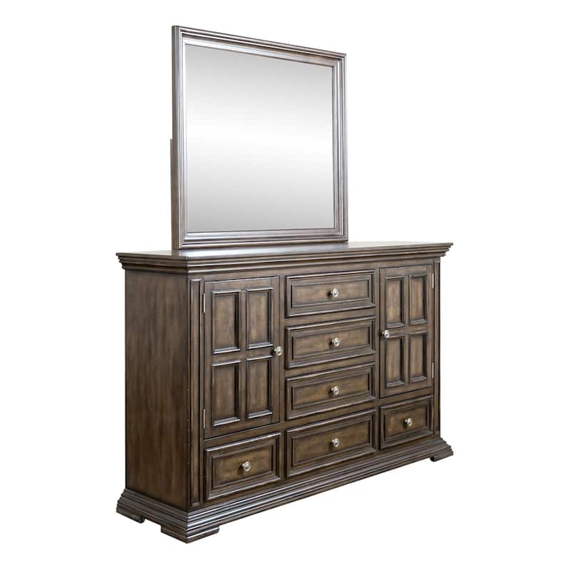 Big Valley Brownstone Distressed Dresser & Mirror Set