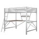 preview thumbnail 11 of 9, Full Size Loft Bed Metal & MDF Frame Guardrail Bed with Built-In Desk and Shelf, No Box Spring Needed
