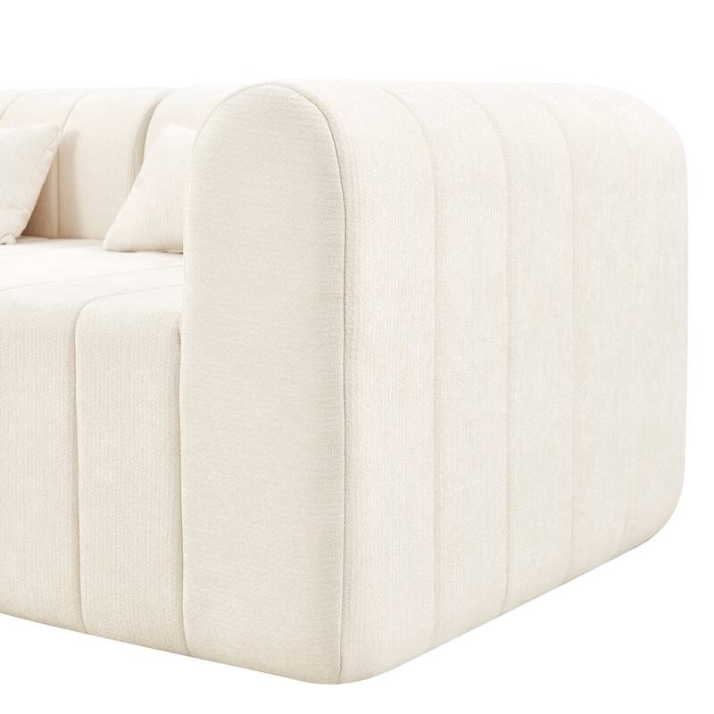 145.5" 4 Pieces Modular Full-Compressed Polyester Upholstered Sectional Sofa