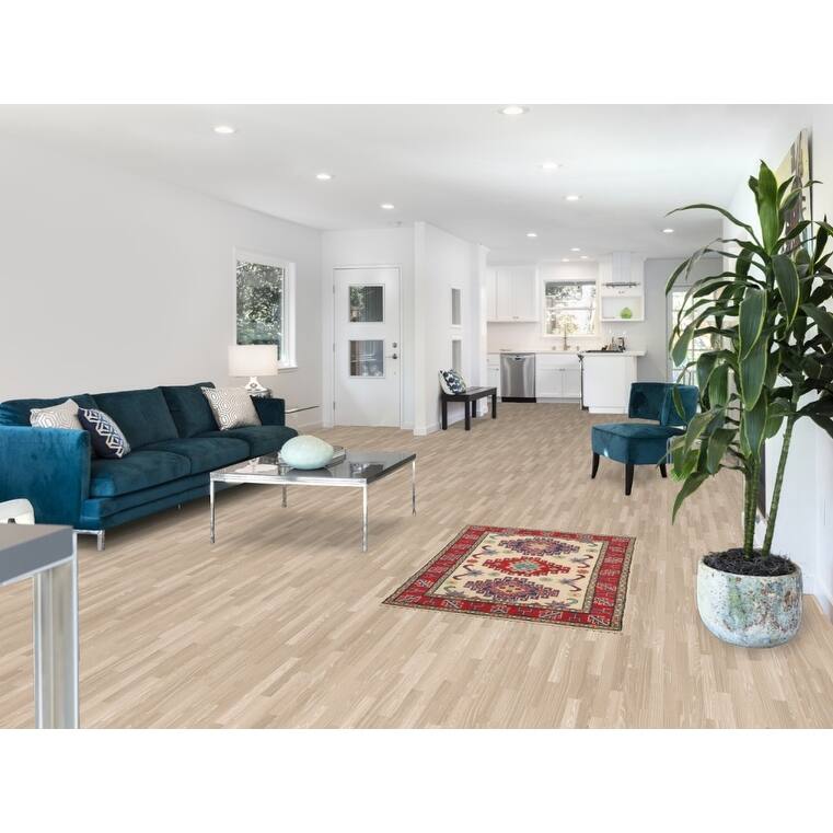 Ivory Geometric Kazak Foyer Rug Hand-Knotted Wool Carpet - 2'9" x 4'2"