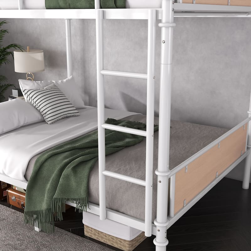 Twin XL Stacked Metal Bunk Bed – Industrial Style With Removable Safety Rails‌