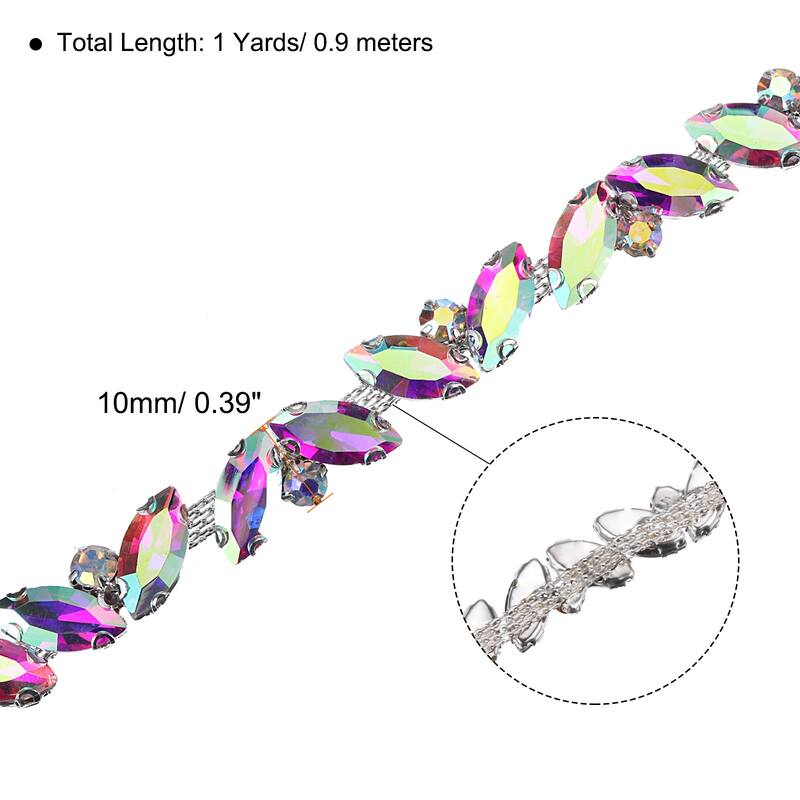 1 Yard Rhinestone Chain Trim, 10mm Shiny Crystal Chain Applique