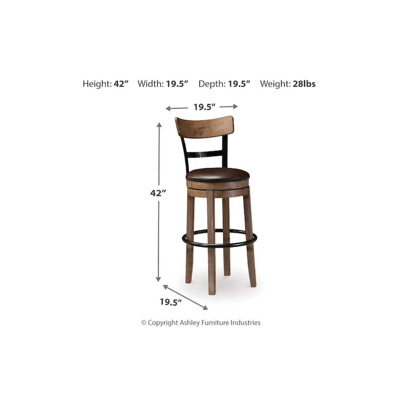Signature Design by Ashley Sircar Industrial Swivel Bar Stool - 19.5" W x 19.5" D x 42" H