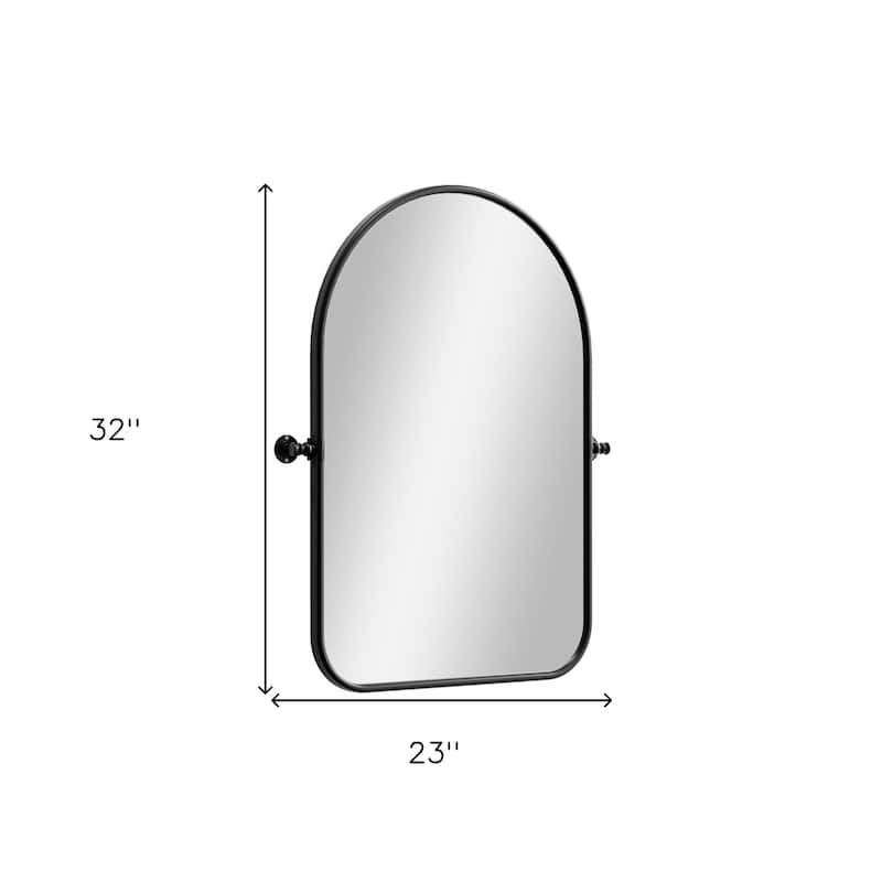 HomeRoots 32" Black Iron Arch Tilting Framed Bathroom Vanity Mirror - 23.00 in. x 32.00 in. x 1.57 in.