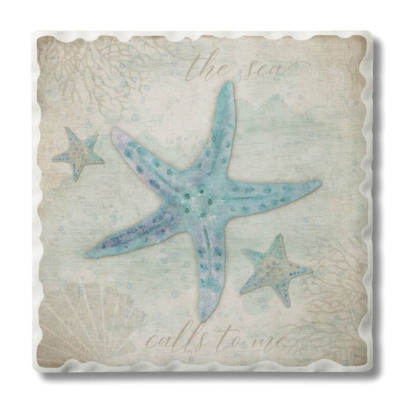 Counterart Absorbent Stone Coasters - Starfish - Set of 4 - 4x4x1.481