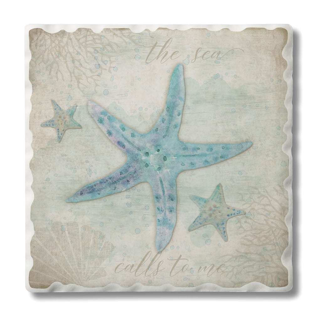 Counterart Absorbent Stone Coasters - Starfish - Set of 4 - 4x4x1.481