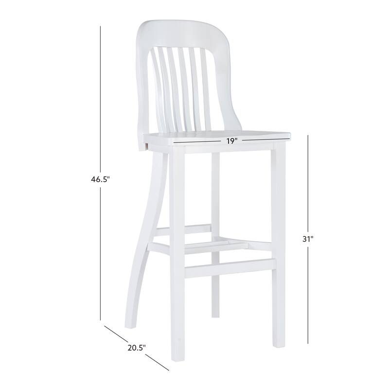Linon Daya Solid Wood White Barstool (Set of 2)