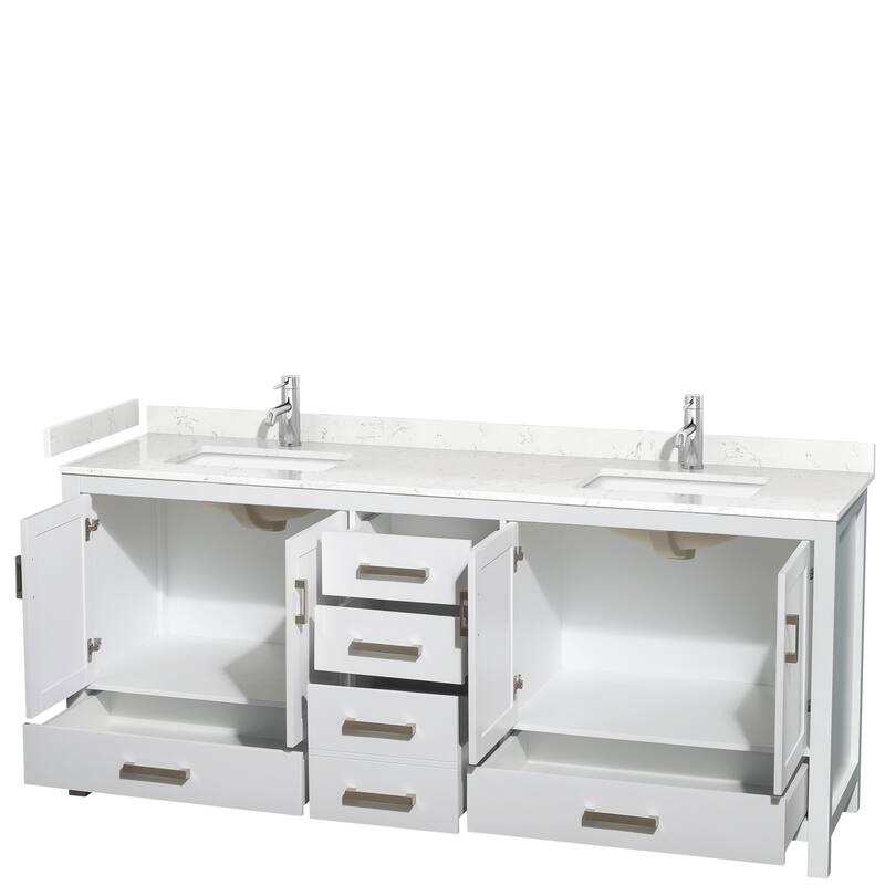 Sheffield Double Bathroom Vanity Set, Cultured Top, No Mirror