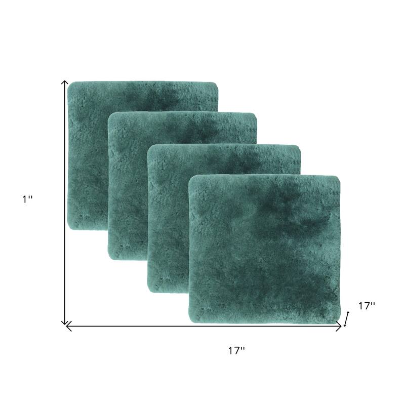HomeRoots Set Of Four 17" X 17" Emerald Linen Solid Color Dining Chair Pad