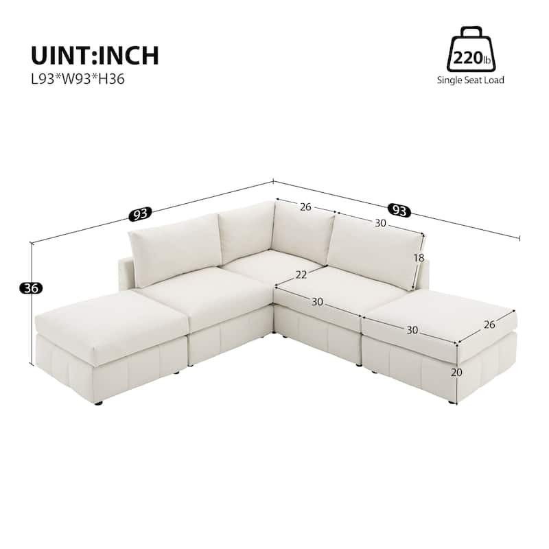 93"Modern Sectional Sofa with Vertical Stripes