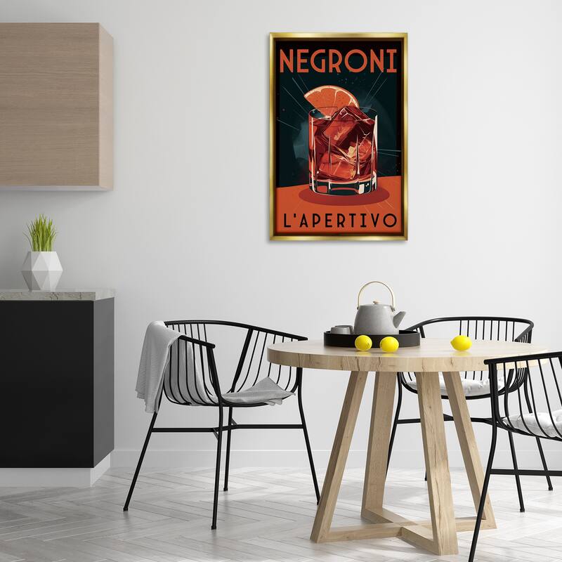 Stupell Vintage Midcentury Negroni Drink Framed Floater Canvas Wall Art Design By Andreas Magnusson