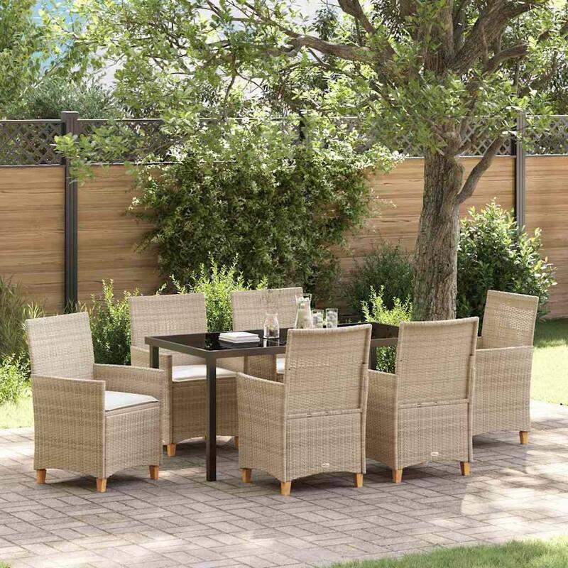 vidaXL Garden Dining Set Poly Rattan - Beige-21.65x23.62x36.61"