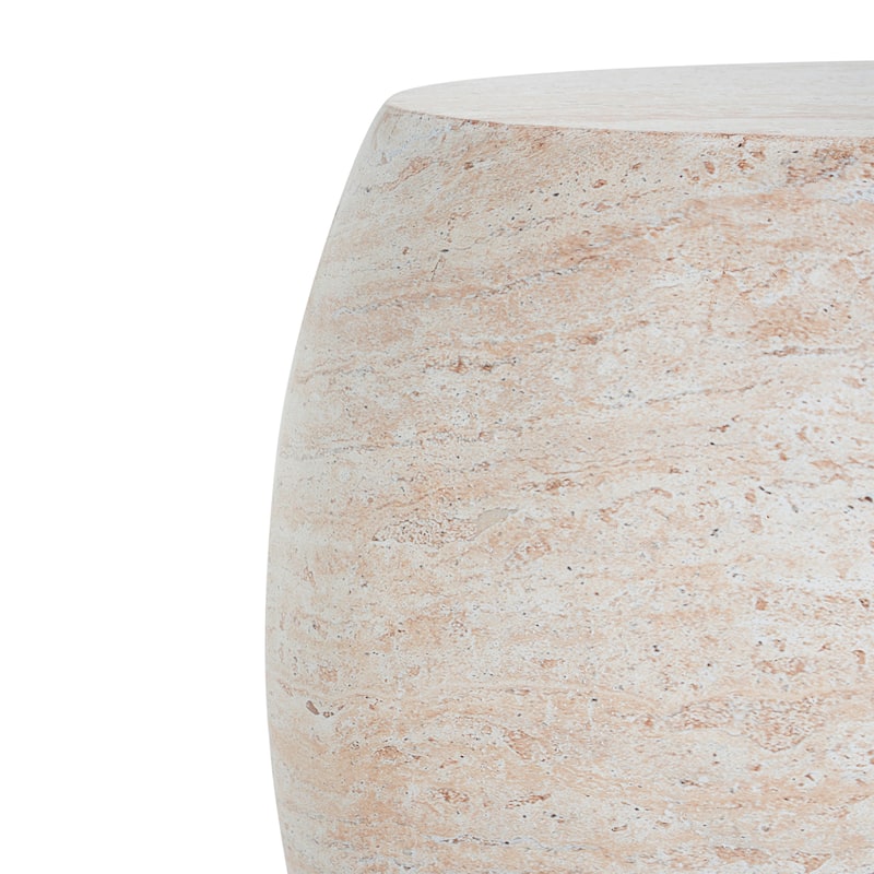 Roomfitters Modern Side Table, Oval Lightweight Accent End Table for Patio, Balcony, or Living Room, Travertine Finish