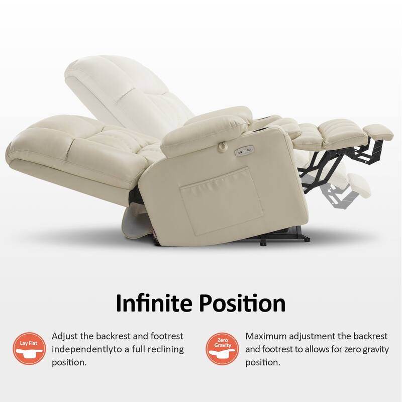 MCombo Dual Motor Power Lift Recliner Chair with Massage and Heat for Big People, Faux Leather R7891 (Large-Wide)
