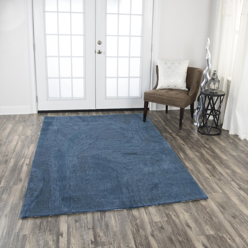 Alora Decor Emerson Blue Abstract Hand-tufted Wool Rug