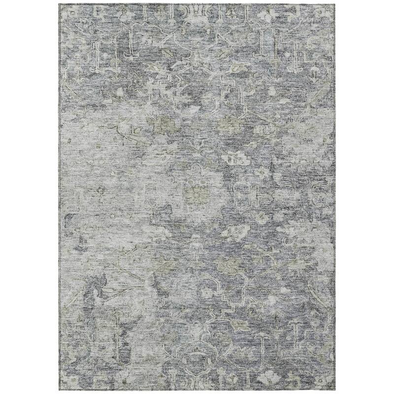 Machine Washable Indoor/ Outdoor Chantille Distressed Traditional Rug