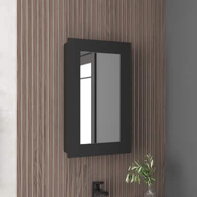 25.7" H x 15.7" W Narrow Mirror Medicine Cabinet, 1 Door with 3 Shelves，Space-Saving Storage Solution