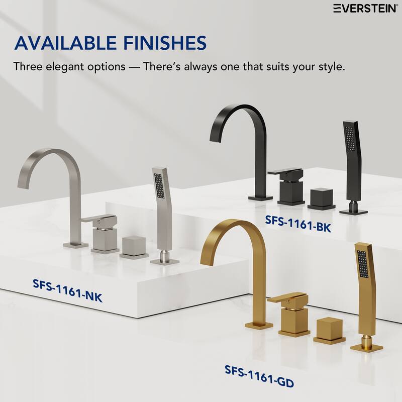 Modern Deck Mounted Bathtub Faucet Set with Diverter And Handheld Sprayer