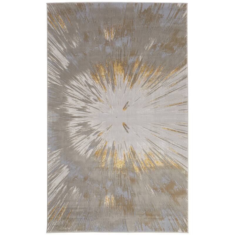 Jewel 39N4F Abstract Modern Area Rug - 7'10" x 10' - Gold/Taupe