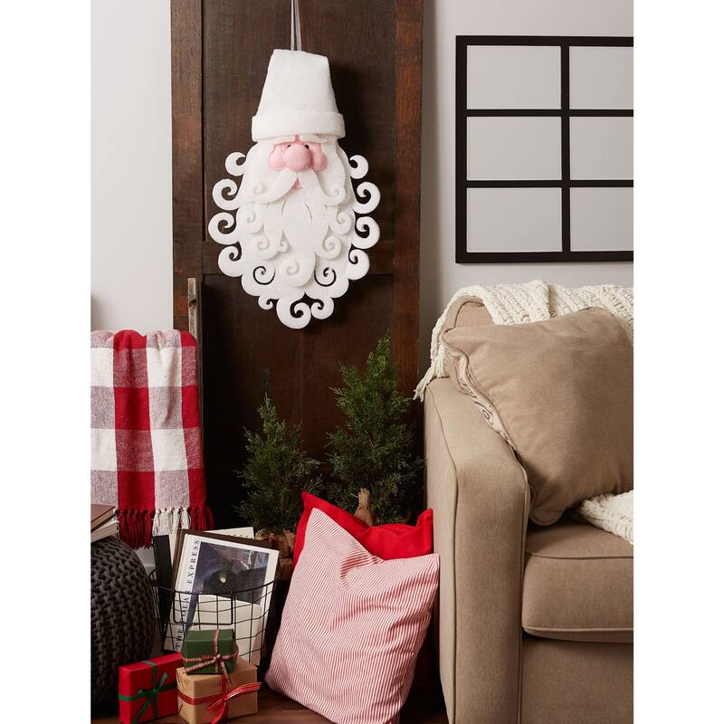 27.5" White and Pink Santa Hanging Christmas Ornament with Hat