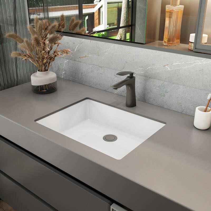 Sinber White Ceramic Bathroom Vanity Undermount Sink