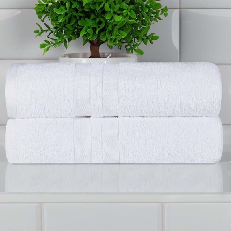 Superior Ultra-Soft Cotton Solid Medium Weight Bath Towel Set of 2