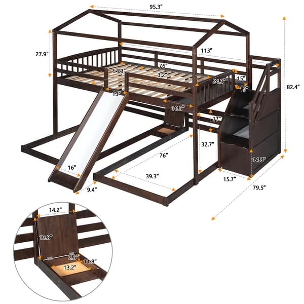 Innovative Full-Twin Bunk Bed with Slide, Storage Stairs, and Built-in Drawer