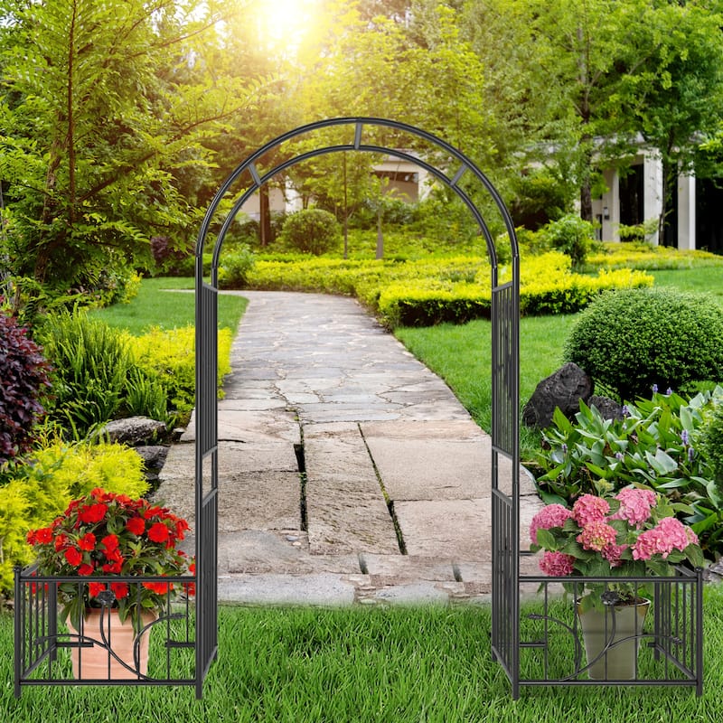 85.8''H x 76.3''W Garden Arbor with Planter Boxes