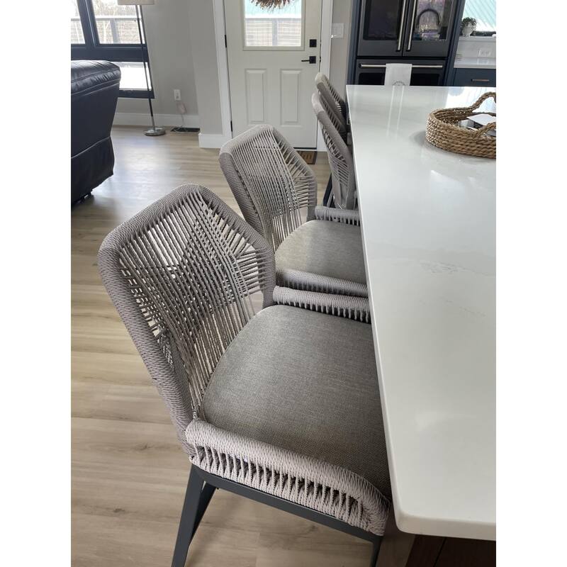 PURPLE LEAF Modern Counter Bar Stools Set of 4 Rattan Chairs with Back and Cushion Kitchen Barstools