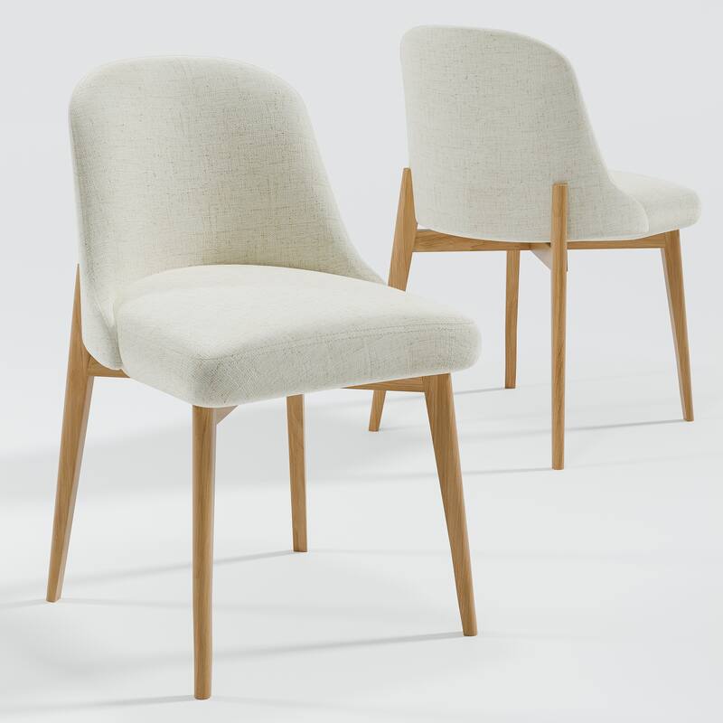 2Pcs Dining Chairs Modern Fabric Upholstered Kitchen Side Chairs with Natural Wood Legs Comfy Armless Side Chair - Natural - 33 in. x 22.5 in.