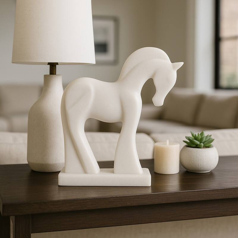 Resin Decorative Object Contemporary Horse Statue - 12" White - 12.25"