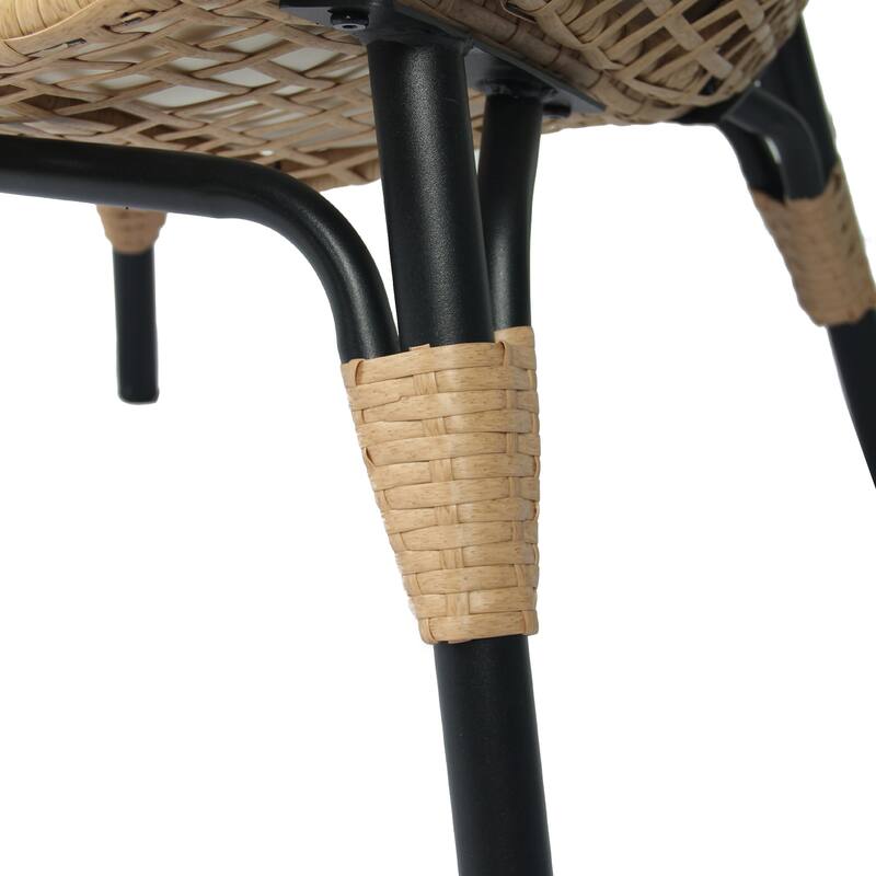 Egg Chair Basket Chair Grid Wicker Lounge Chair with Cushion and Arm