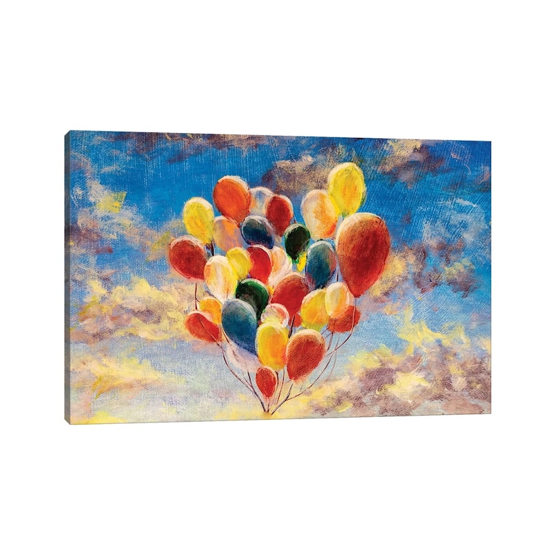 iCanvas "Balloons Against The Blue Sky And Clouds" by Valery Rybakow Canvas Print
