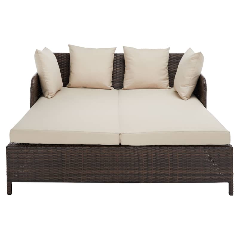 SAFAVIEH Outdoor Roelienke Rattan Wicker Daybed - 53W x 28D x 63H