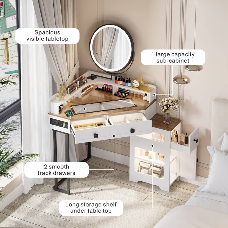 Corner Makeup Vanity With Mirror