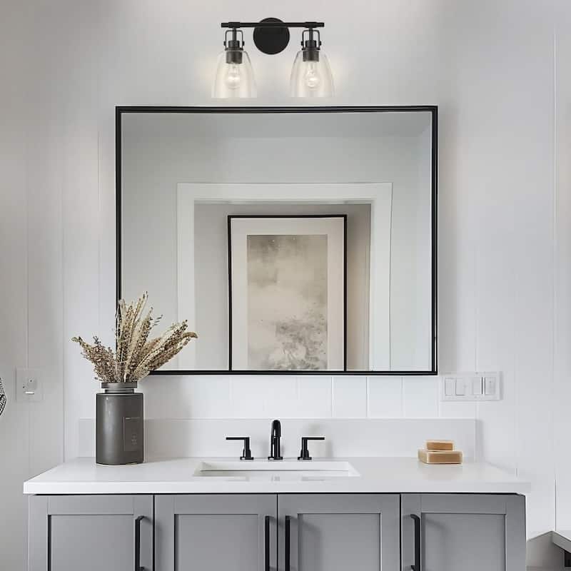 Modern Brilliance Farmhouse 2-Light Black Vanity Light - 14.6"L x 7"W x 10.6"H