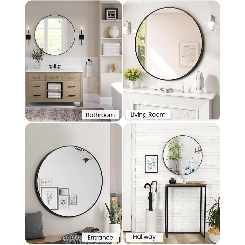 30 inchRound Mirror for Wall, Round Bathroom Mirror