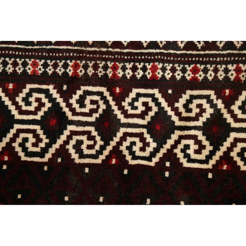 Geometric Traditional Balouch Persian Area Rug Wool Hand-knotted - 2'7" x 3'7"