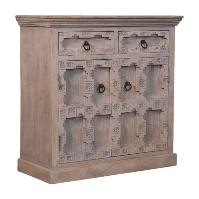 Artisan Furniture Solid Wood Jaipur Lattice Sideboard,2-Doors,2-Drawers