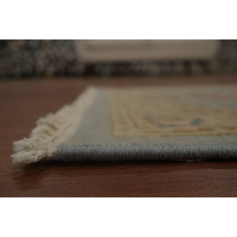 Hand Knotted Oriental 100% Wool Carpet Traditional Floral Navy Blue & Blues Ziegler Area Rug - 4' 0'' X 2' 0''