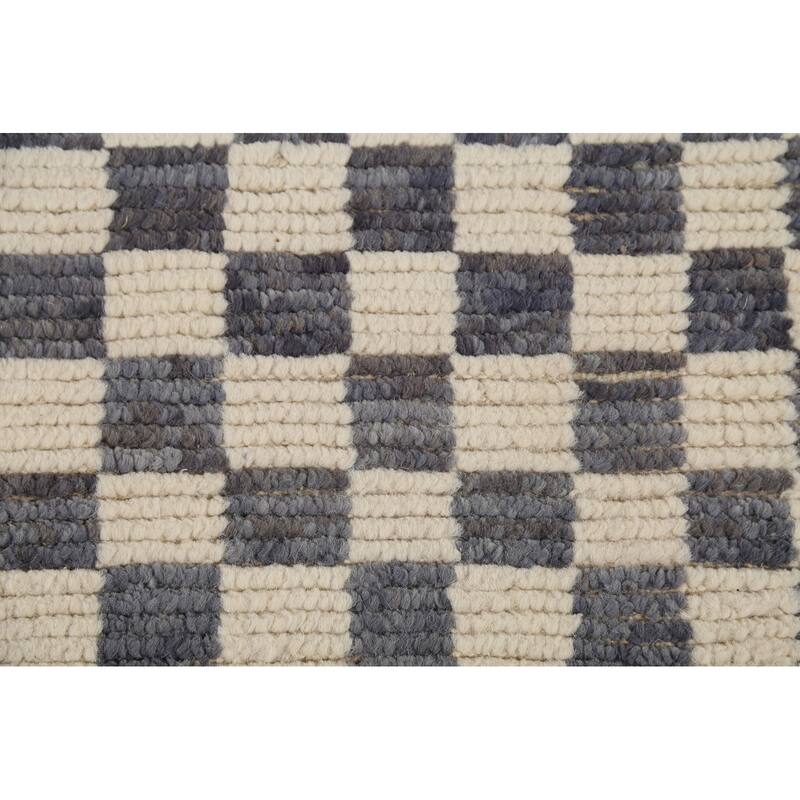 Trellis Moroccan Oriental Area Rug Handmade Checkered Wool Carpet - 7'11"x 11'0"