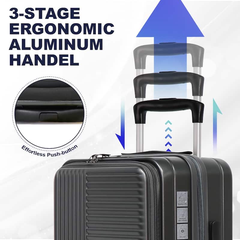 3 Piece High Quality Front Opening Luggage Sets, ABS+PC Hardshell Suitcase with TSA Lock and Telescopic Handle, for Travel