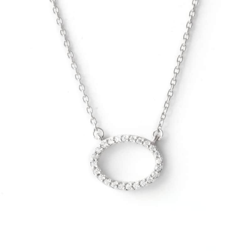 1/10ct Diamond Geometric Pendant Necklace in Silver for Women