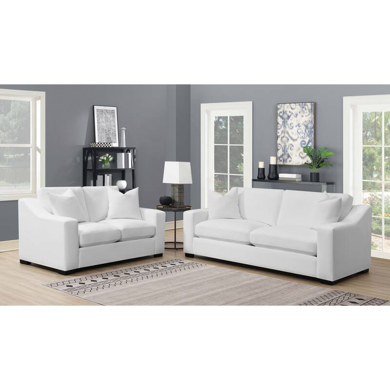 Ashlyn Upholstered Sloped Arm Sofa Set White