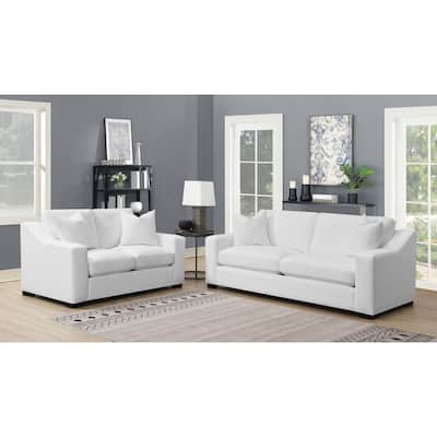 Ashlyn Upholstered Sloped Arm Sofa Set White