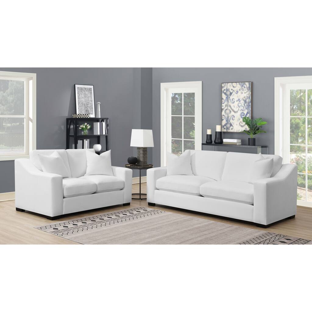 Ashlyn Upholstered Sloped Arm Sofa Set