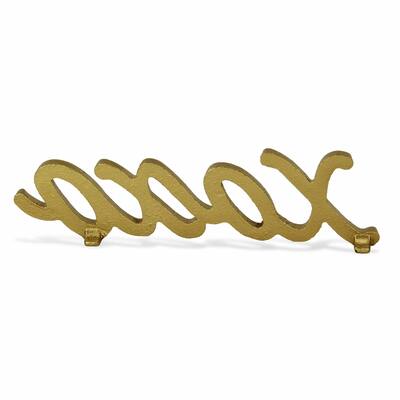 HomeRoots 3" Gold Cast Iron Hand Painted XOXO Sentiment Tabletop Sculpture - 2.75" H x 9.75" W x 0.5" D
