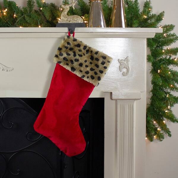 Shop 20 Red And Black Velveteen Leopard Cuffed Christmas Stocking