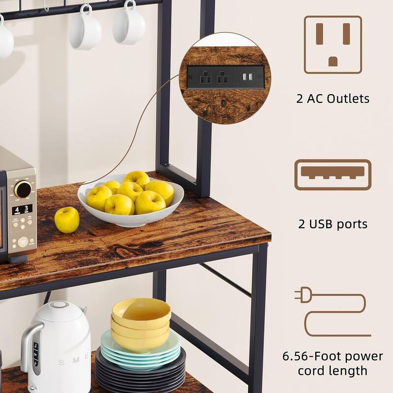 Futzca Kitchen Bakers Rack, Microwave Stand, Coffee Bar